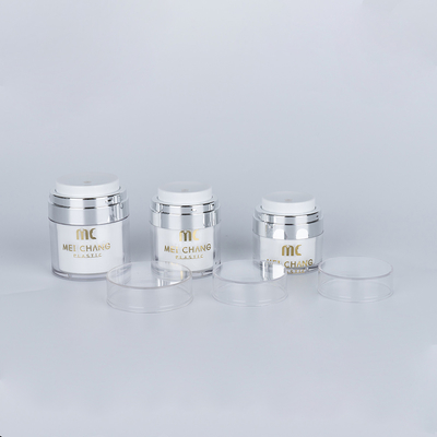 Cosmetic 15ml 30ml 50ml Airless Jar Round Shape Plastic Packaging Screen Printing Carton Box Cosmetic Container