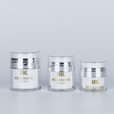 Cosmetic 15ml 30ml 50ml Airless Jar Round Shape Plastic Packaging Screen Printing Carton Box Cosmetic Container