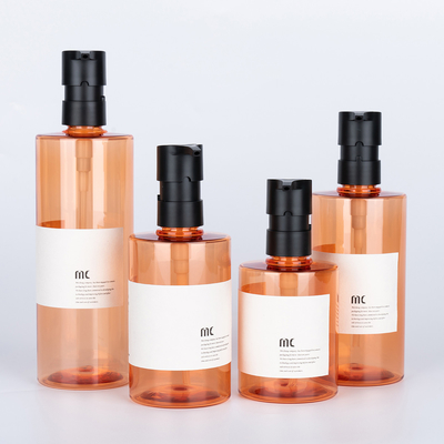 200ml 250ml 300ml 400ml Plastic PET Bottle Shampoo Bottle Round Bottle With Lotion Pump
