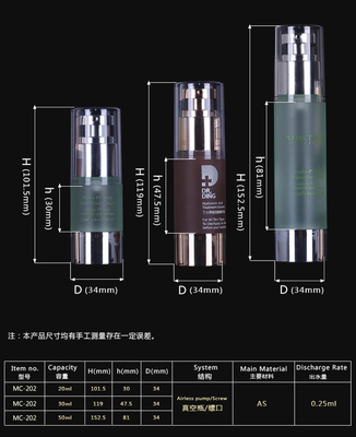 Economical Custom Design 30ml Pump Airless Bottle for Eye Cream and PLASTIC Material